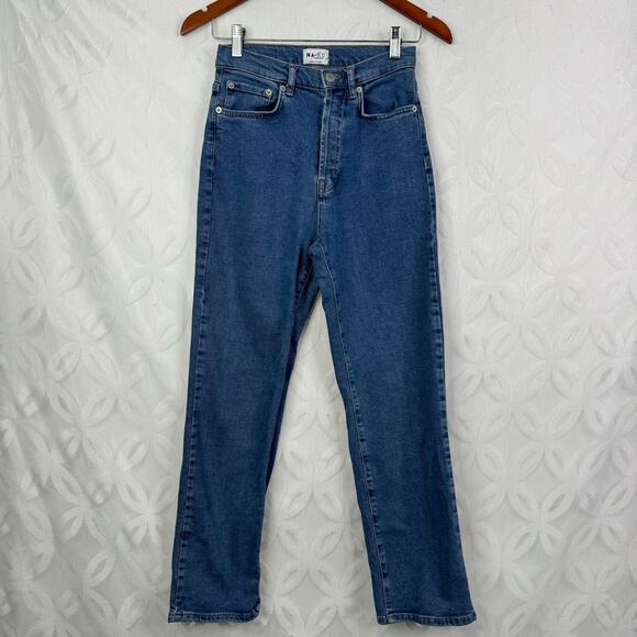 NA-KD REBORN Straight High Rise Button Fly Size 24 Ankle Jeans - Picture 3 of 8
